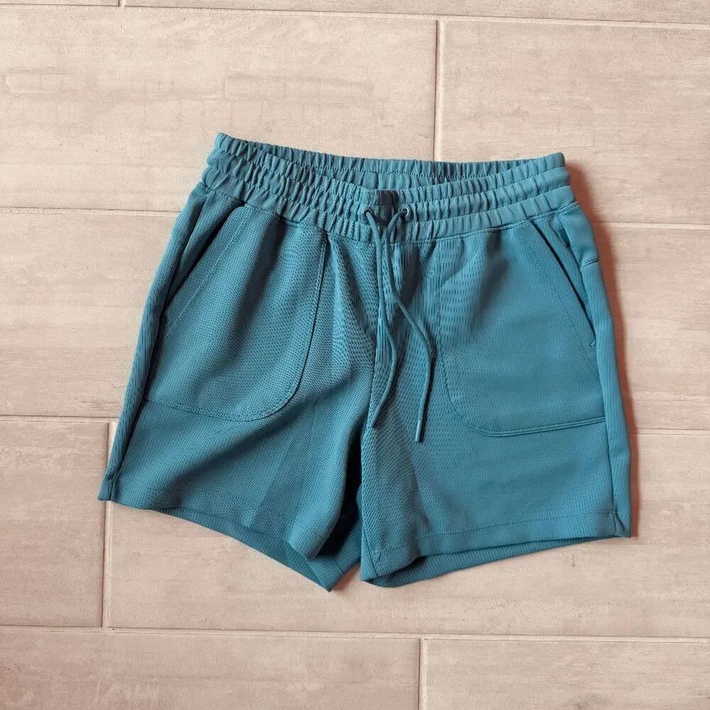 Mondetta Shorts Drawstring Teal Pockets Loose Fit Comfortable Leisure Fitness S